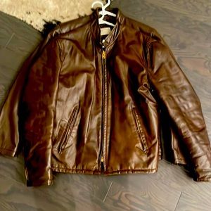 Leather cafe biker jacket